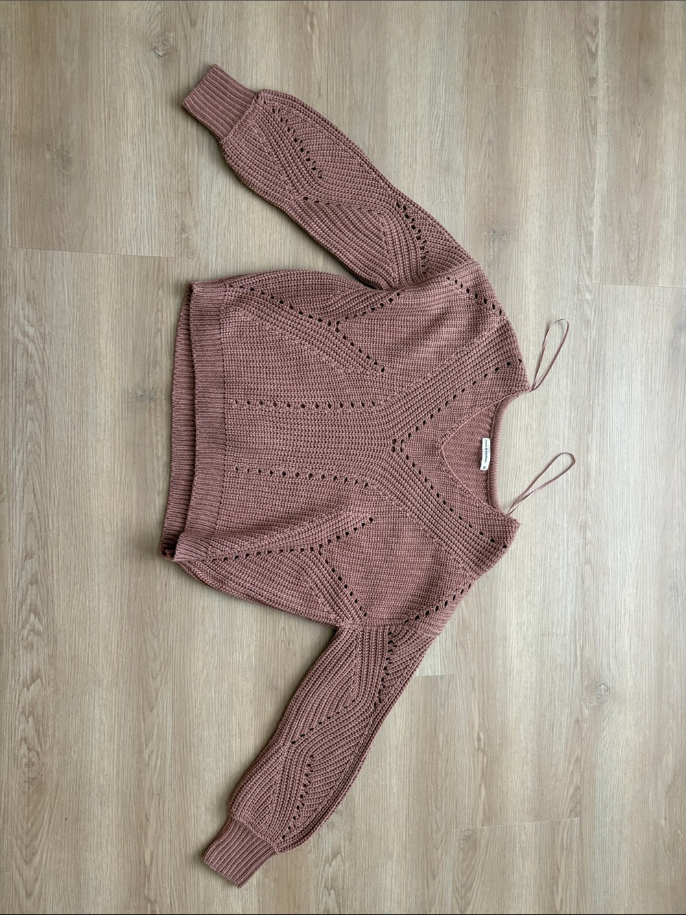 moon & madison Dusty Rose Open-Knit Scoop Sweater